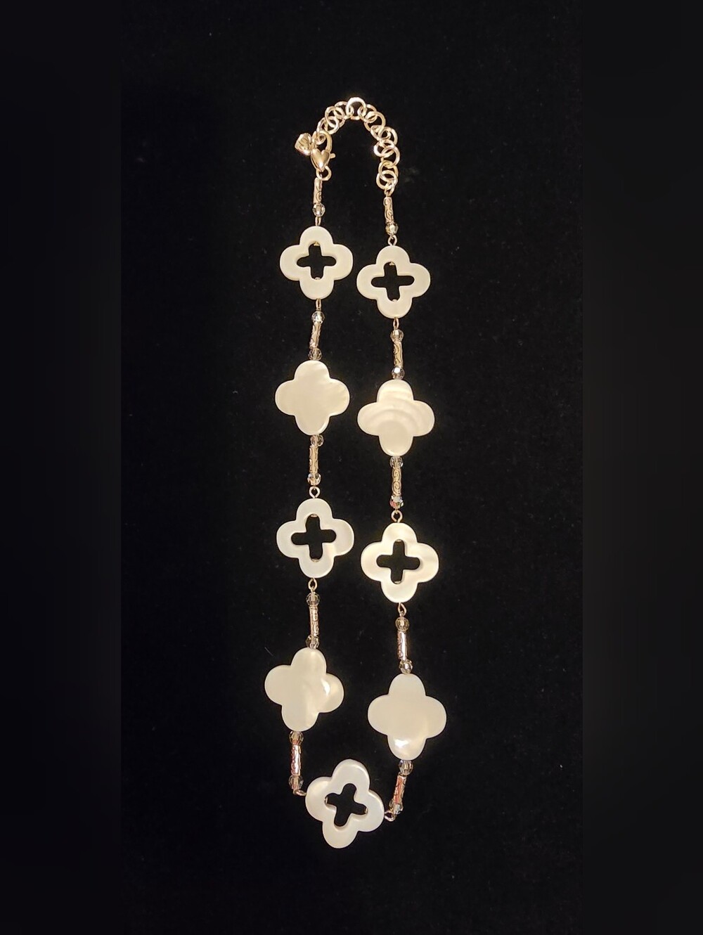 Brighton Mother of Pearl Clover and Crystal Station Necklace